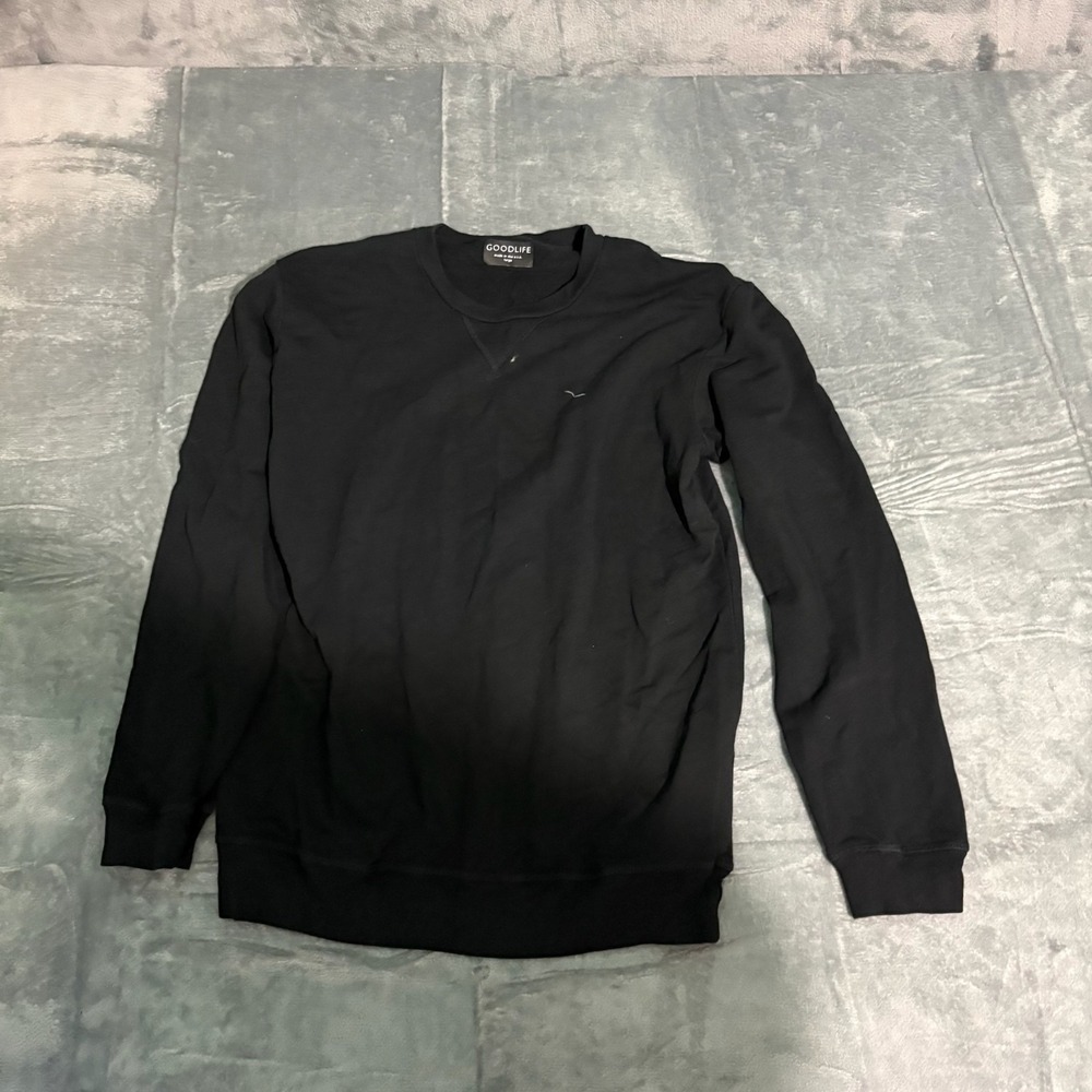 Goodlife Sweater Mens Large Black Pull Over Made USA Preppy Blank
